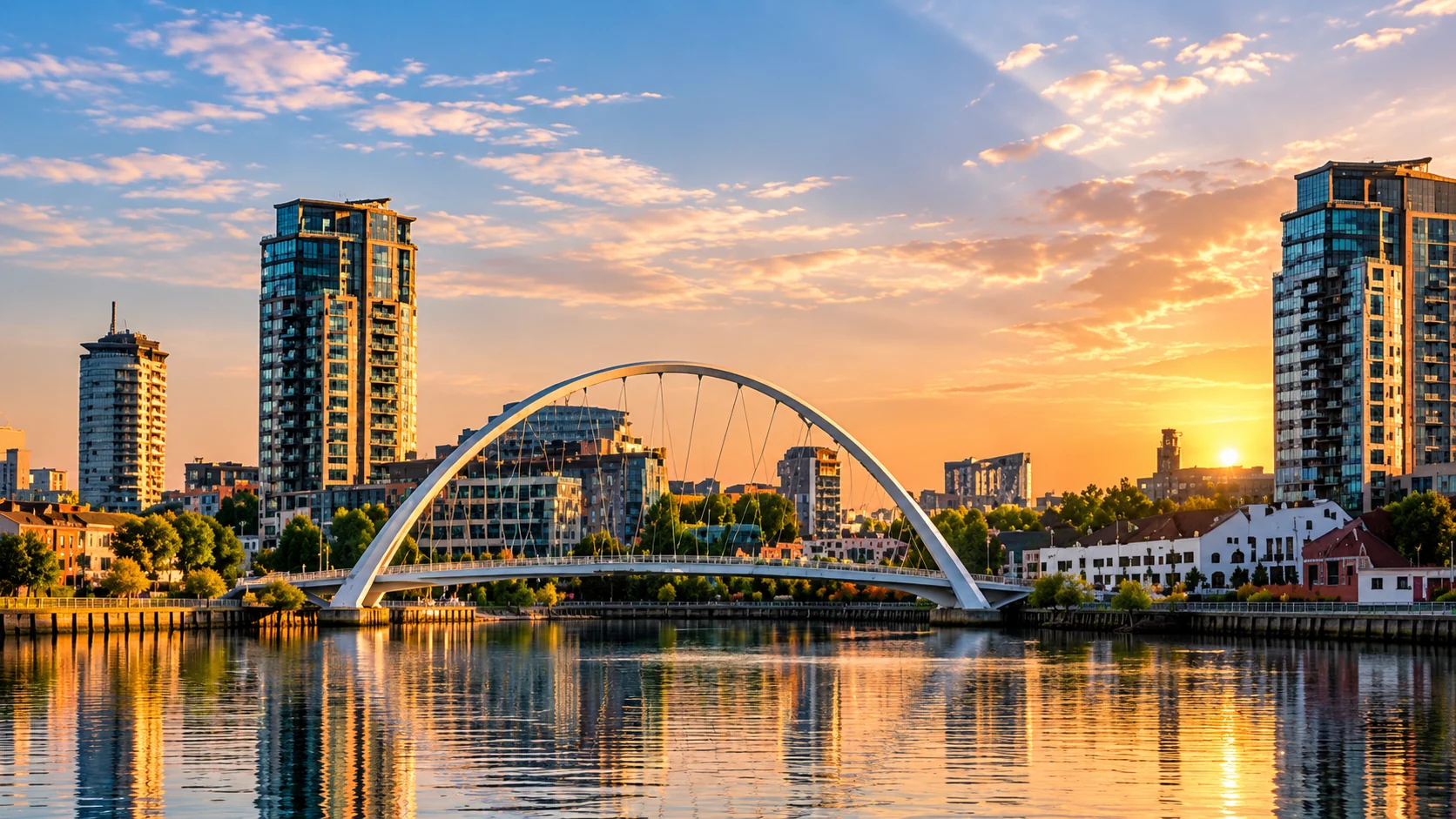 AI-generated illustrative cityscape; not an actual photograph of Salford or the Trust